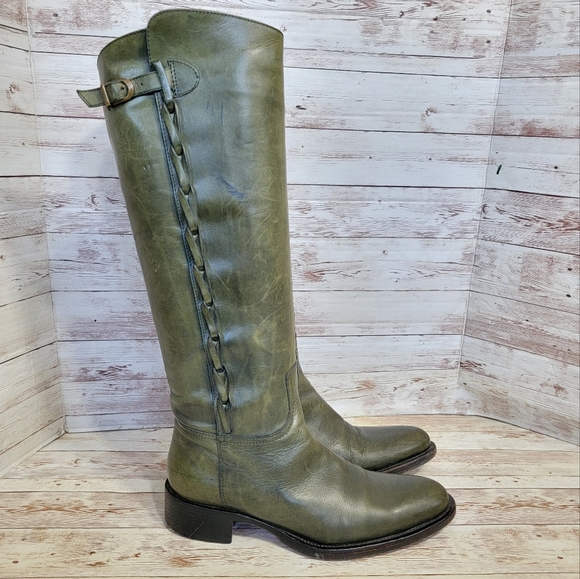 Sartori Paris Green tall Braided riding boots - Picture 1 of 16